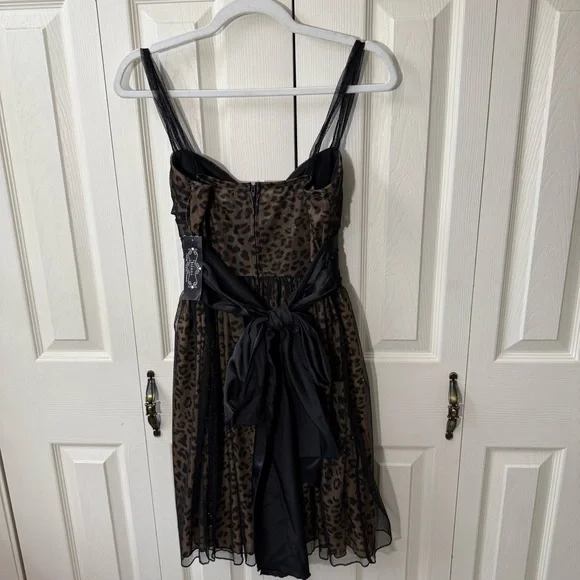Trixxi Sparkly Layered Leopard Print Formal Dress Spaghetti Strap Womens size 9 - Picture 6 of 10